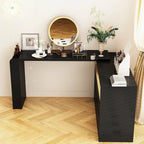 Coiffeuse d'angle rotative blanche avec rangement