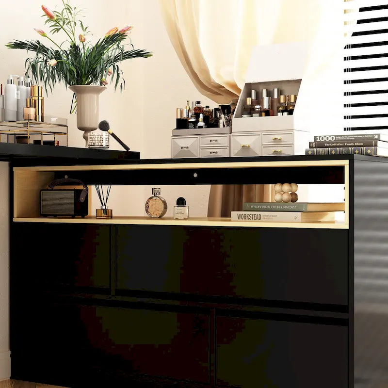 Coiffeuse d'angle rotative blanche avec rangement
