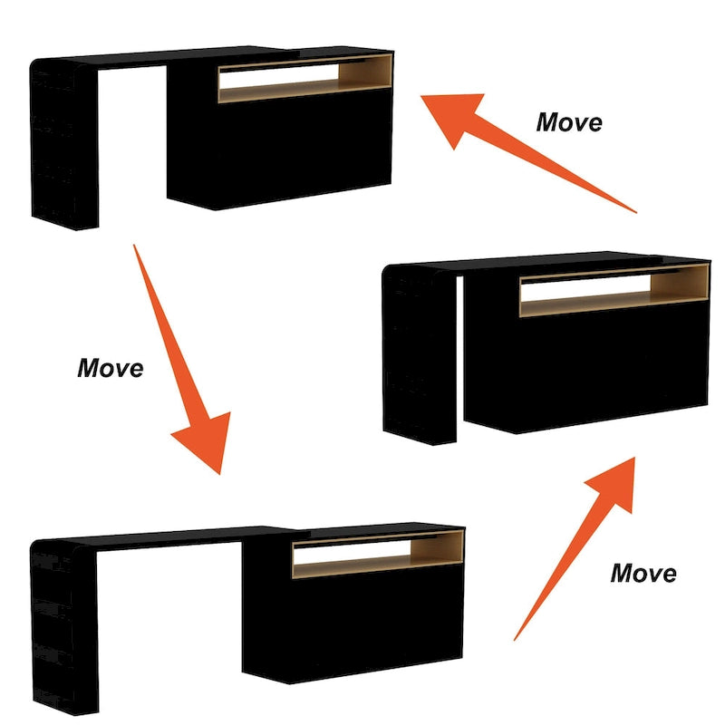 Coiffeuse d'angle rotative blanche avec rangement