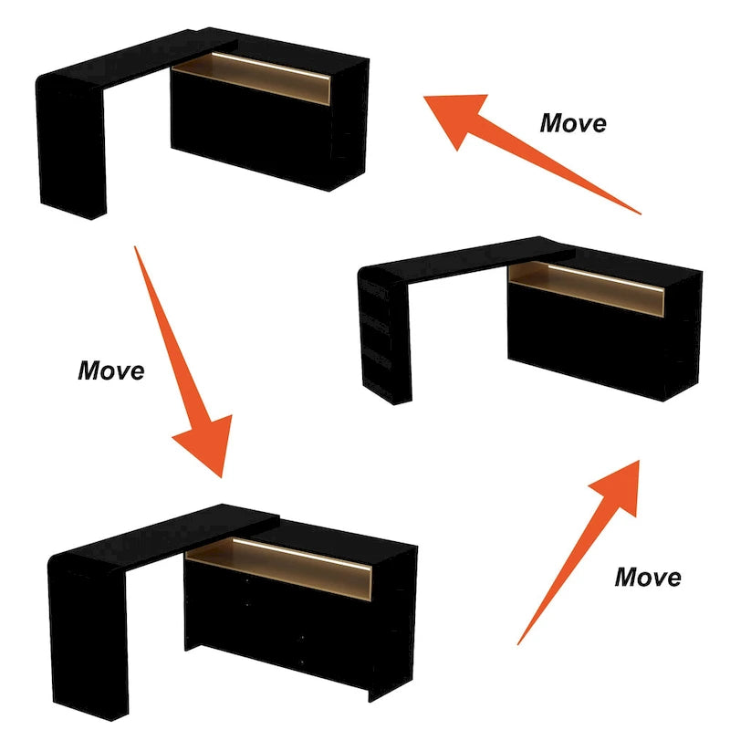 Coiffeuse d'angle rotative blanche avec rangement