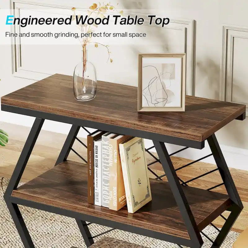 Table d'appoint rectangulaire à 3 niveaux avec cadre en métal