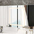 Coiffeuse blanche avec lumières LED, miroirs et rangement
