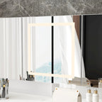 Coiffeuse blanche avec lumières LED, miroirs et rangement