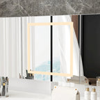 Coiffeuse blanche avec lumières LED, miroirs et rangement