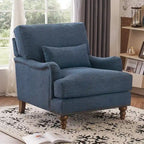 Fauteuil d'appoint rembourré avec cadre en bois massif et coussin lombaire