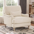 Fauteuil d'appoint rembourré avec cadre en bois massif et coussin lombaire