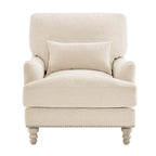 Fauteuil d'appoint rembourré avec cadre en bois massif et coussin lombaire