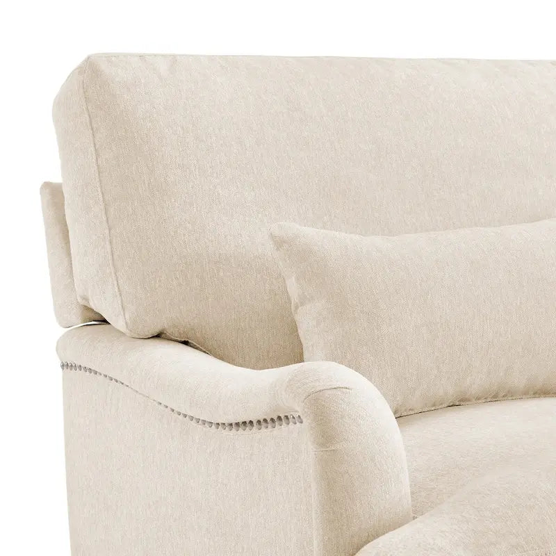 Fauteuil d'appoint rembourré avec cadre en bois massif et coussin lombaire