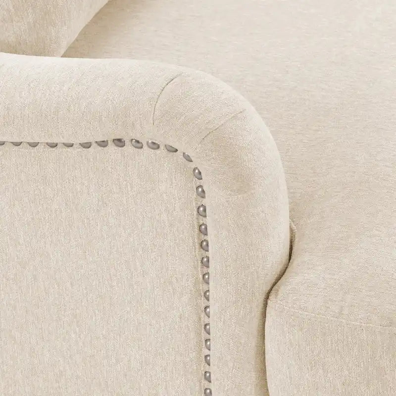 Fauteuil d'appoint rembourré avec cadre en bois massif et coussin lombaire
