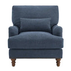 Fauteuil d'appoint rembourré avec cadre en bois massif et coussin lombaire