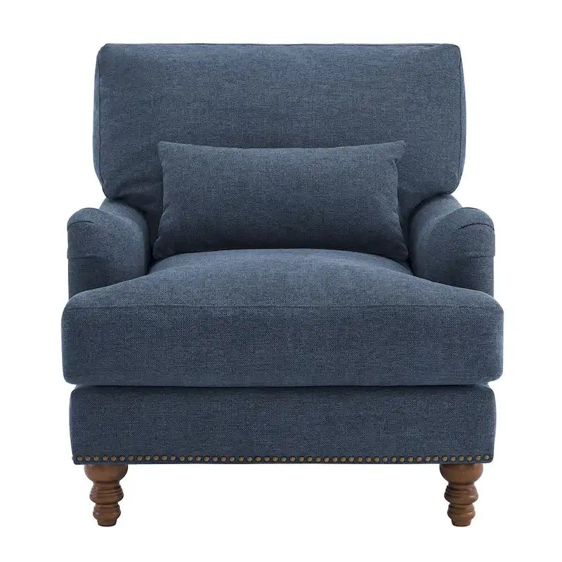 Fauteuil d'appoint rembourré avec cadre en bois massif et coussin lombaire