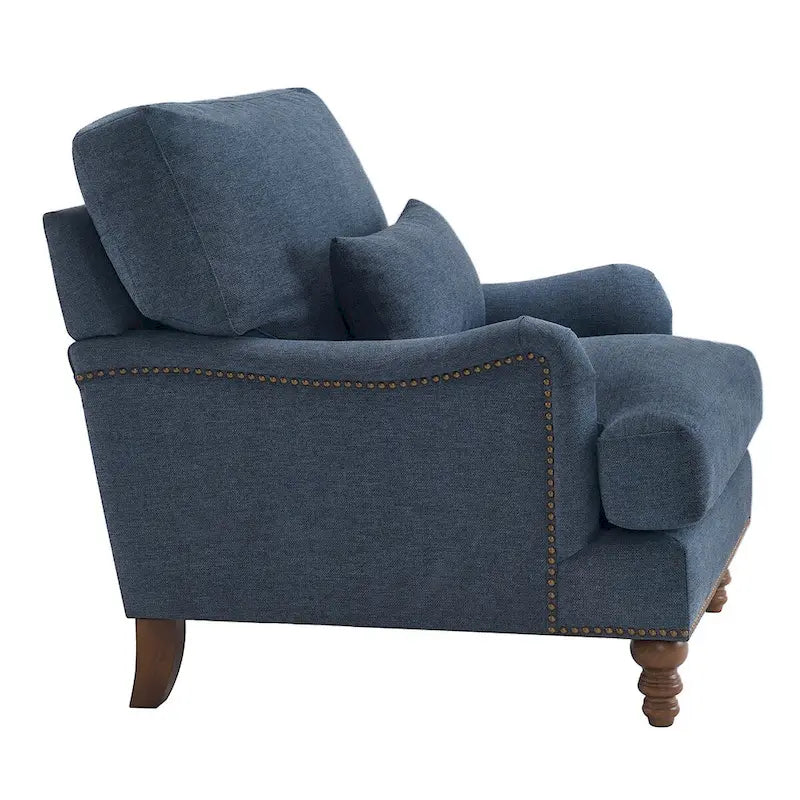 Fauteuil d'appoint rembourré avec cadre en bois massif et coussin lombaire