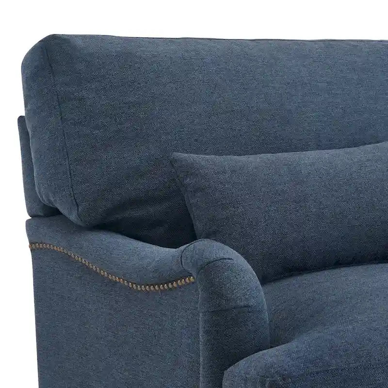 Fauteuil d'appoint rembourré avec cadre en bois massif et coussin lombaire