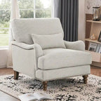 Fauteuil d'appoint rembourré avec cadre en bois massif et coussin lombaire