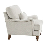 Fauteuil d'appoint rembourré avec cadre en bois massif et coussin lombaire
