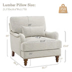 Fauteuil d'appoint rembourré avec cadre en bois massif et coussin lombaire