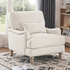 Fauteuil d'appoint rembourré avec cadre en bois massif et coussin lombaire