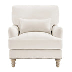 Fauteuil d'appoint rembourré avec cadre en bois massif et coussin lombaire
