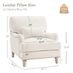 Fauteuil d'appoint rembourré avec cadre en bois massif et coussin lombaire