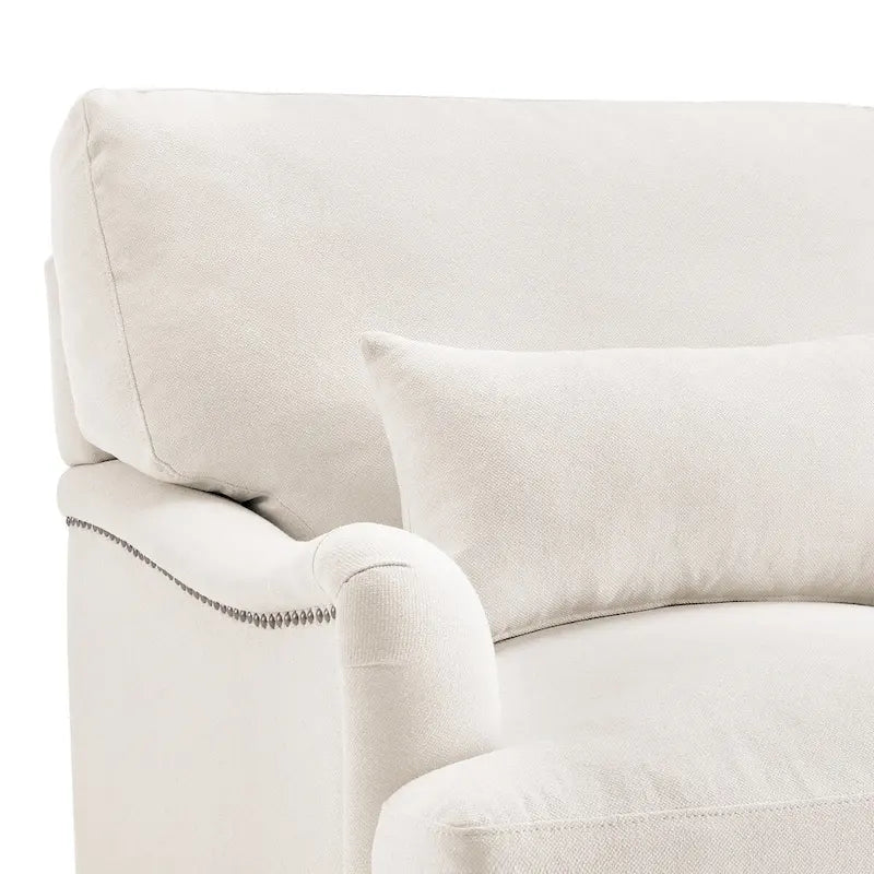 Fauteuil d'appoint rembourré avec cadre en bois massif et coussin lombaire