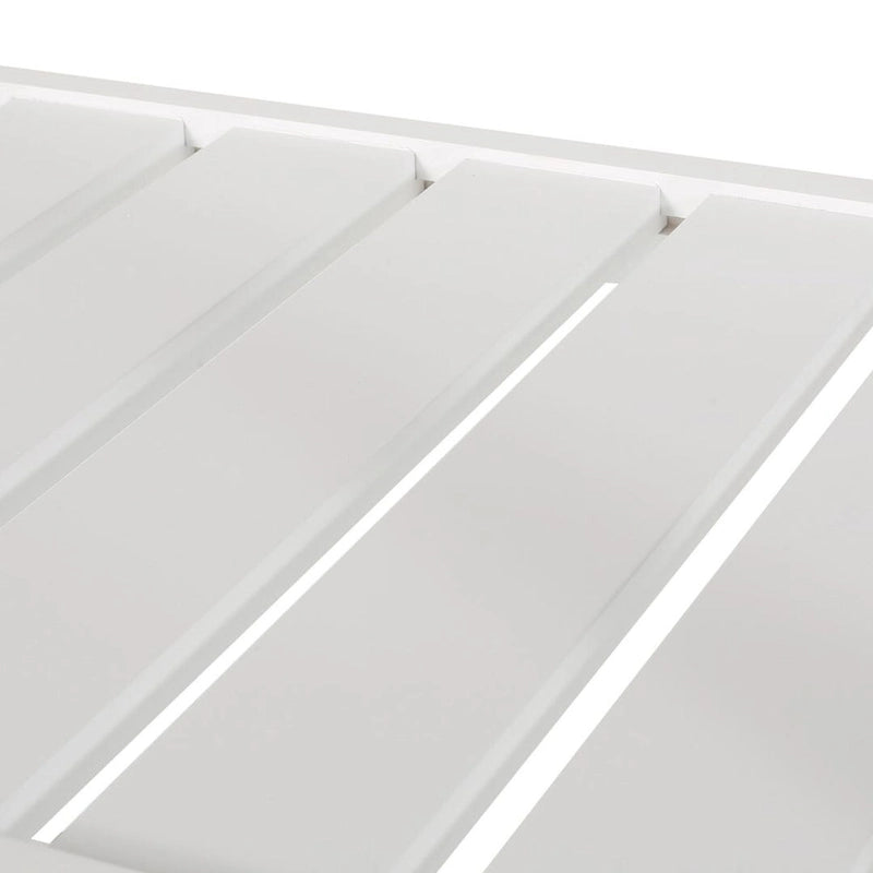 Desserte de cuisine en bois blanc avec roulettes, tiroirs et étagères