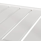 Desserte de cuisine en bois blanc avec roulettes, tiroirs et étagères