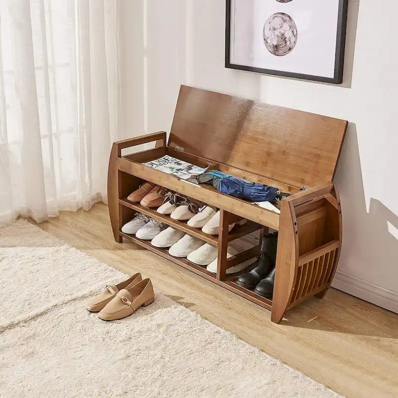 Étagère à chaussures multi-niveaux et banc de rangement