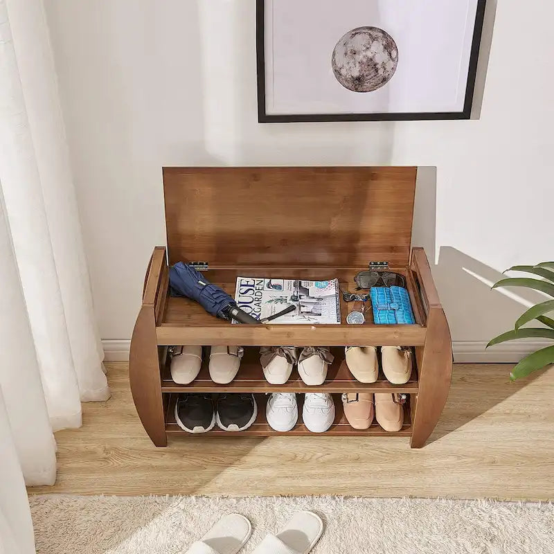 Étagère à chaussures multi-niveaux et banc de rangement