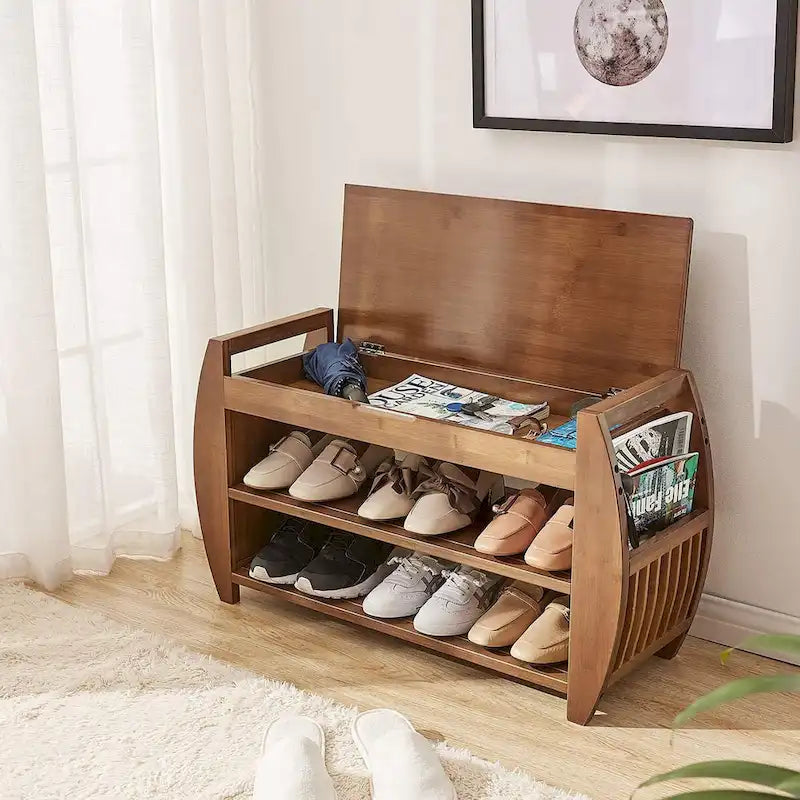 Étagère à chaussures multi-niveaux et banc de rangement