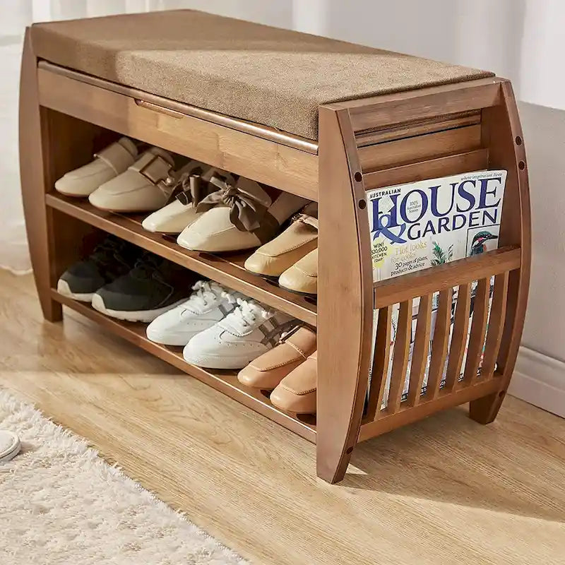 Étagère à chaussures multi-niveaux et banc de rangement