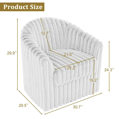 Fauteuil d'appoint pivotant en forme de tonneau, rembourré en fausse fourrure, 30,7 W