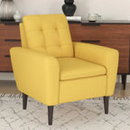 Fauteuil d'appoint en tissu capitonné avec cadre en bois de teck massif