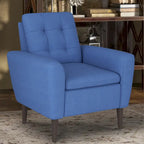 Fauteuil d'appoint en tissu capitonné avec cadre en bois de teck massif