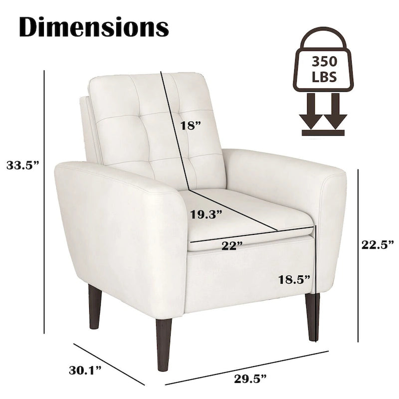 Fauteuil d'appoint en tissu capitonné avec cadre en bois de teck massif