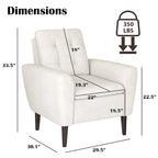 Fauteuil d'appoint en tissu capitonné avec cadre en bois de teck massif