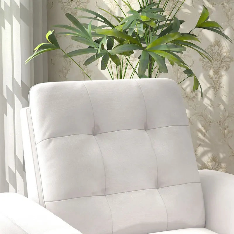 Fauteuil d'appoint en tissu capitonné avec cadre en bois de teck massif