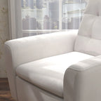 Fauteuil d'appoint en tissu capitonné avec cadre en bois de teck massif