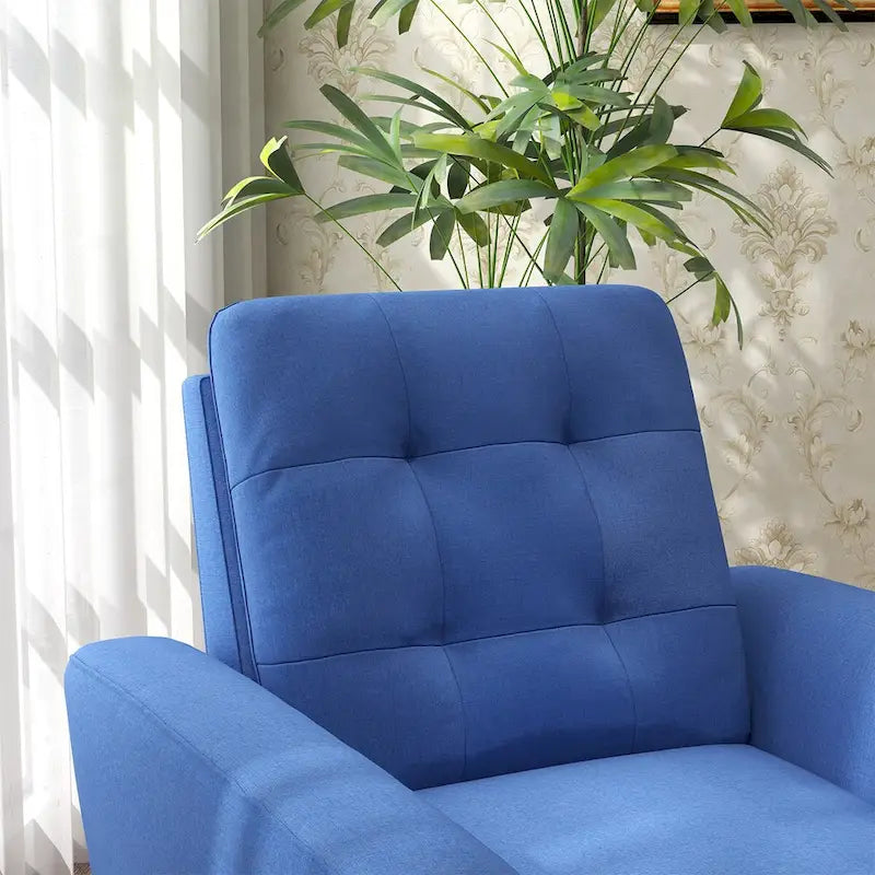 Fauteuil d'appoint en tissu capitonné avec cadre en bois de teck massif