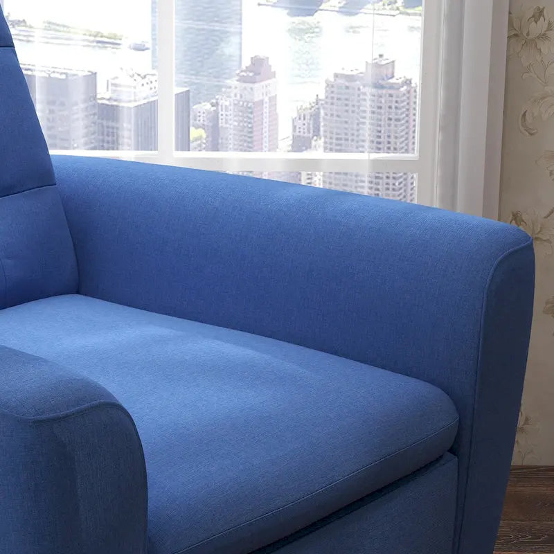 Fauteuil d'appoint en tissu capitonné avec cadre en bois de teck massif