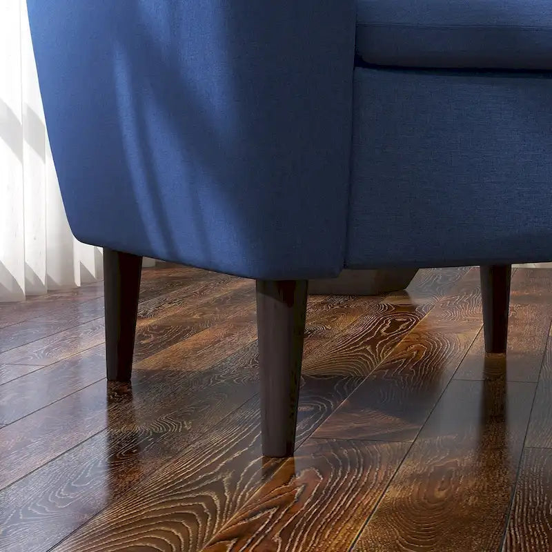 Fauteuil d'appoint en tissu capitonné avec cadre en bois de teck massif