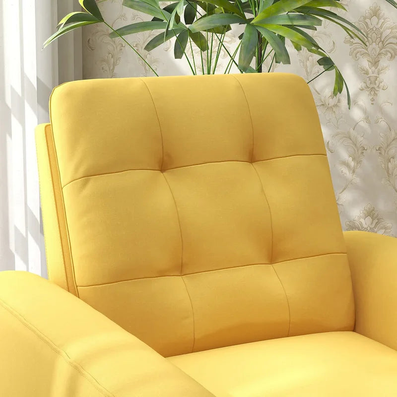 Fauteuil d'appoint en tissu capitonné avec cadre en bois de teck massif