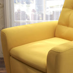 Fauteuil d'appoint en tissu capitonné avec cadre en bois de teck massif