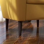 Fauteuil d'appoint en tissu capitonné avec cadre en bois de teck massif