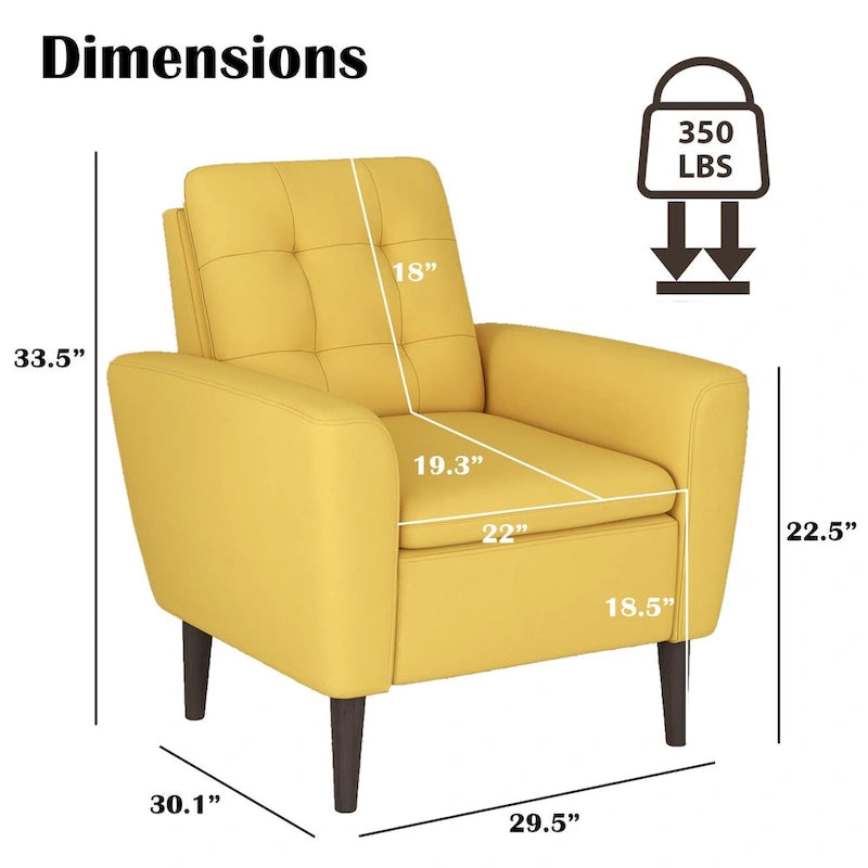 Fauteuil d'appoint en tissu capitonné avec cadre en bois de teck massif