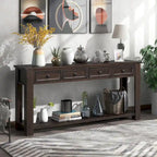 Console Table de Canapé avec Tiroirs de Rangement et Étagère Inférieure