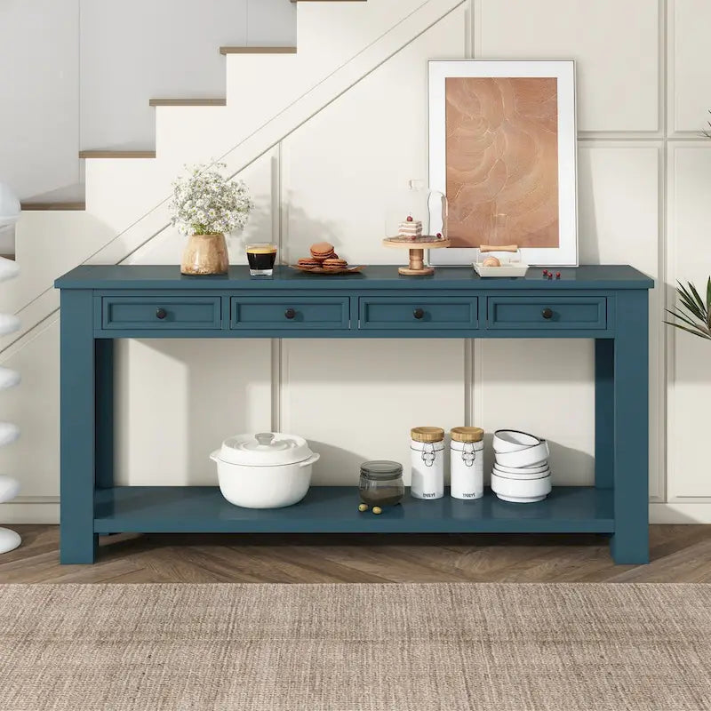Console Table de Canapé avec Tiroirs de Rangement et Étagère Inférieure