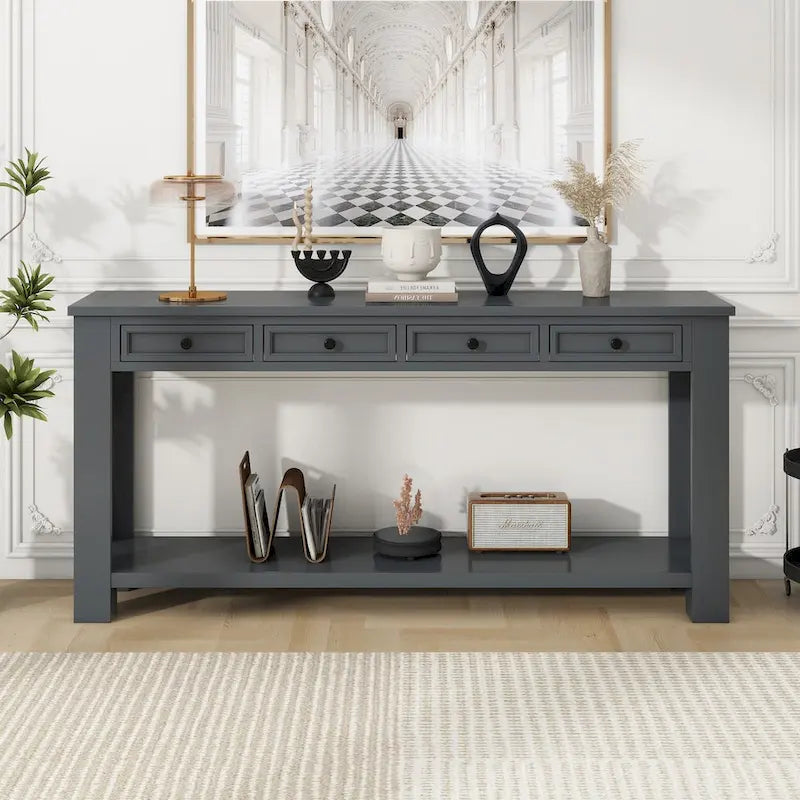 Console Table de Canapé avec Tiroirs de Rangement et Étagère Inférieure