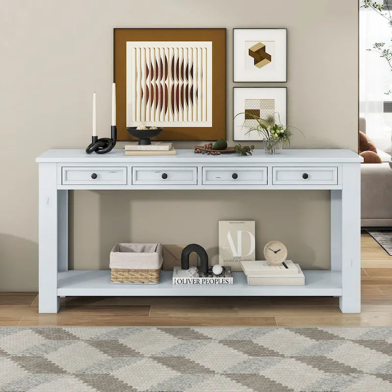 Console Table de Canapé avec Tiroirs de Rangement et Étagère Inférieure