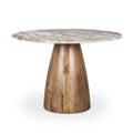 Table à manger ronde sur pied de 42 pouces, marron, avec plateau en marbre rose