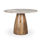 Table à manger ronde sur pied de 42 pouces, marron, avec plateau en marbre rose